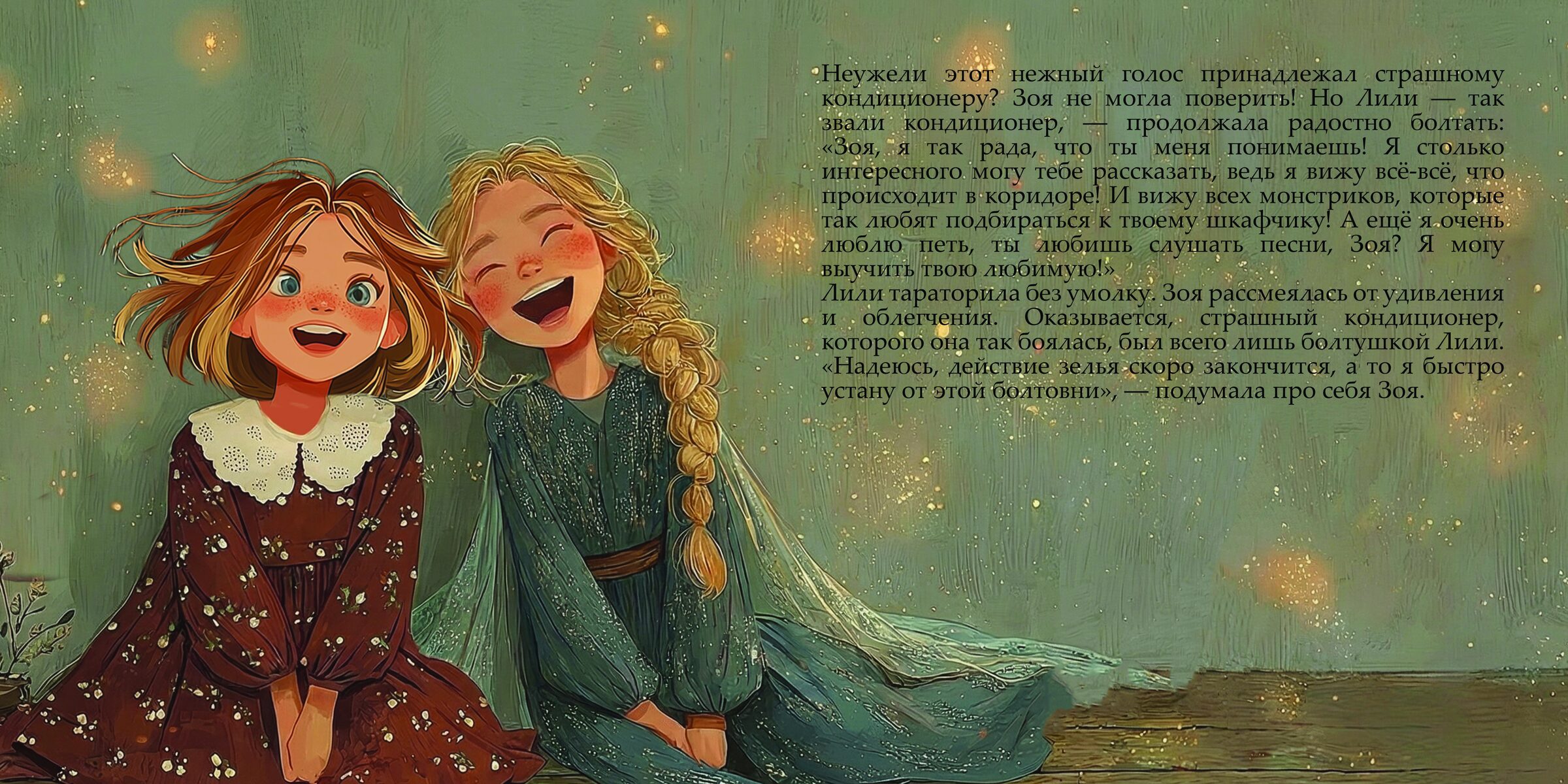 Разворот с двумя девочками и мягким светом